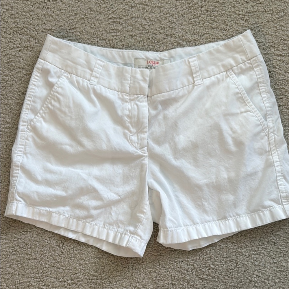 J. Crew White Broken In Chino Shorts Tailored Cotton Blend size 4
